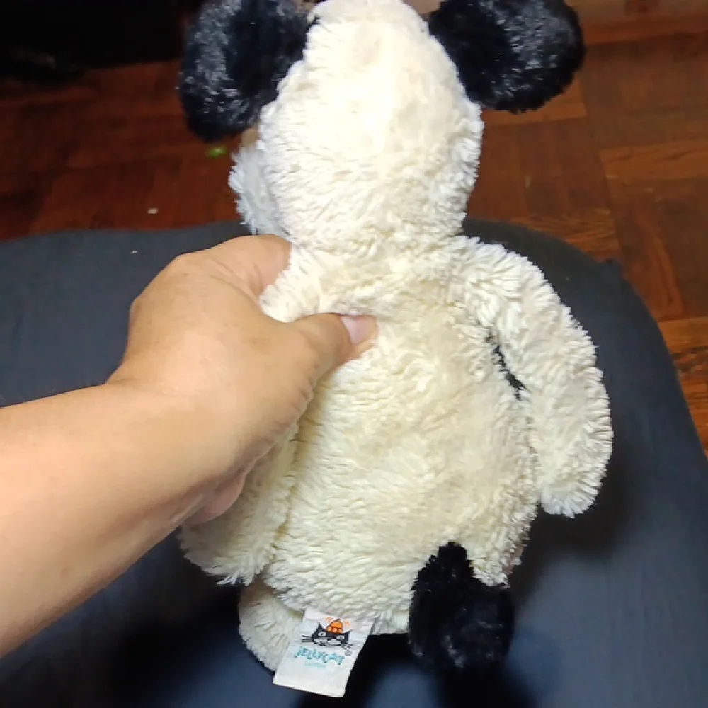 Jellycat Cream and Black Plush Dog Toy